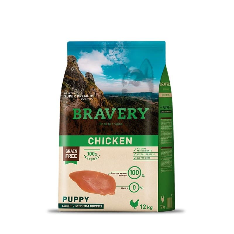 Bravery Chicken Puppy - Alimento para Perros Cachorros de Raza Mediana y Grande
