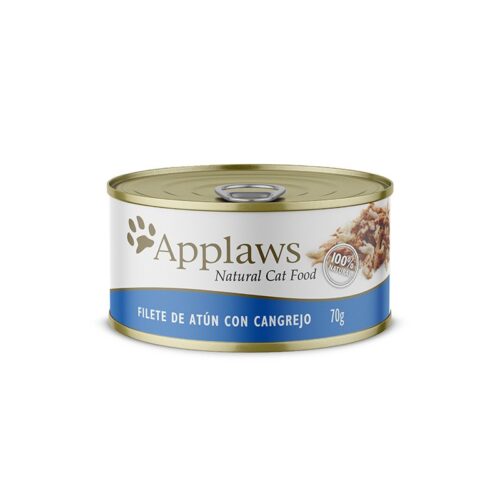 Alimento húmedo - APPLAWS GATO FILETE DE ATUN-CANGREJO CON CALDITO, 70 GR