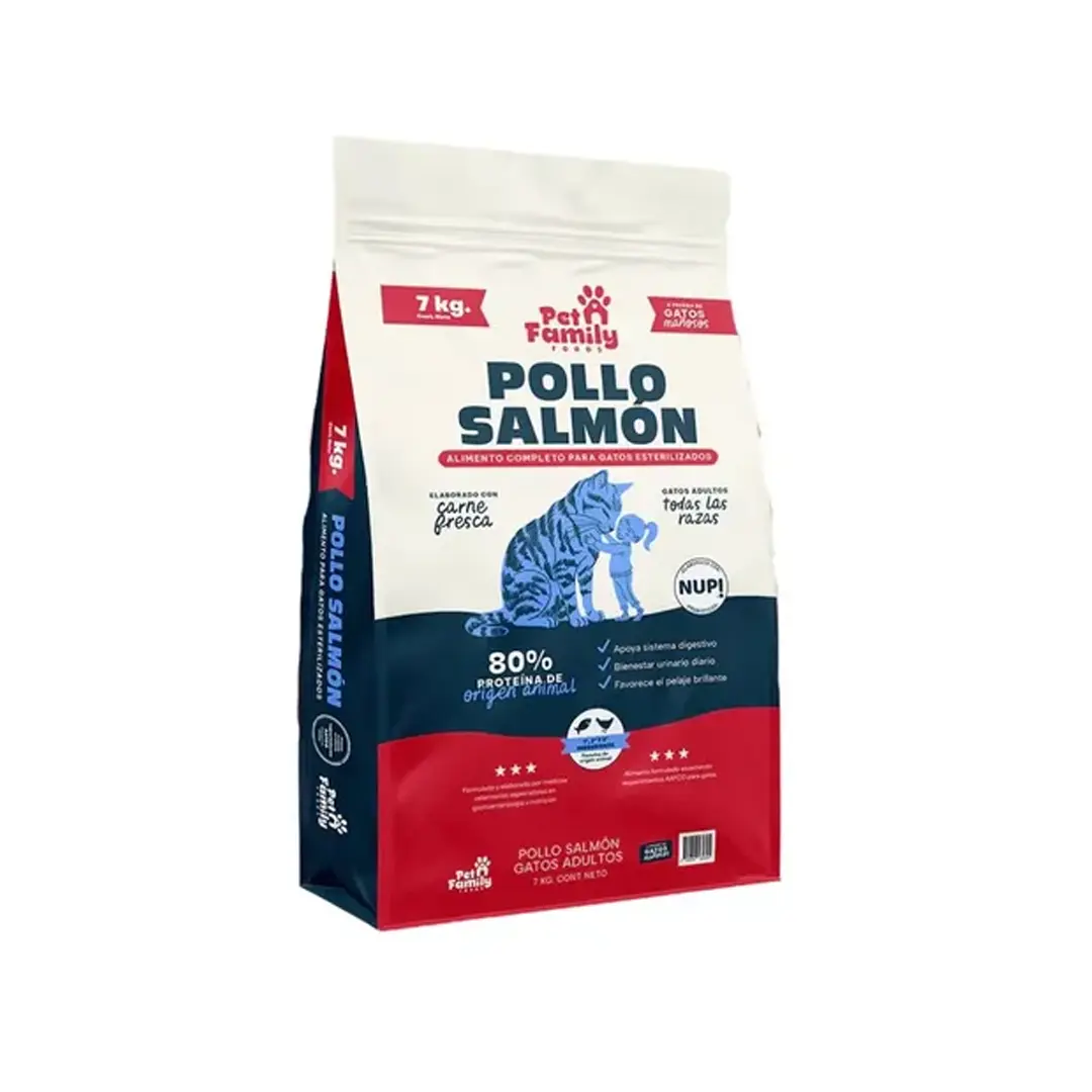 PET FAMILY GATO ADULTO SALMON Y POLLO 7 Kg